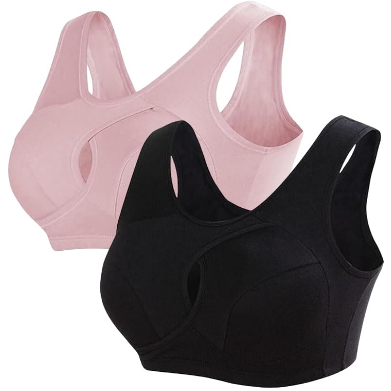 Lifts Anti-Sagging Wirefree Bra, Breathable Cool Lift up Air Bra, Breathable Anti Saggy Breasts Bra (Black+Pink,S)