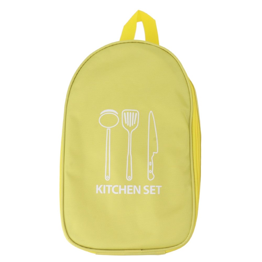 Camping Travel Cooking Utensils Bag,Camping Cooking Utensils Set,Travel Cookware Pouch Bag with Handle for BBQ Camp Cookware Kitchen Kit(yellow)