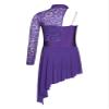 FEESHOW Big Girls Mesh Open Back Lyrical Dance Dress Ballroom Dancing Costumes Leotard High Low Flowy Sheer Skirt Purple A 6 Years view 4