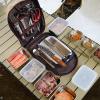 Kuuleyn Camping Travel Cooking Utensils Bag,Camping Cooking Utensils Set,Travel Cookware Pouch Bag with Handle for BBQ Camp Cookware Kitchen Kit(khaki color) view 2