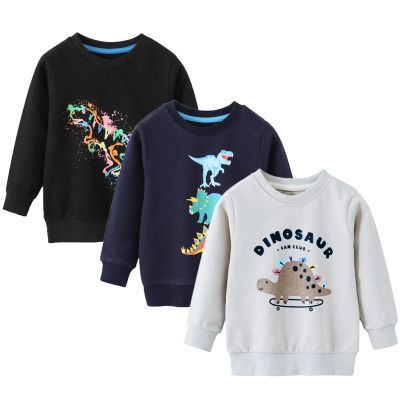 BeiVSlley Toddler Boys 3 Pack Cotton Pullover Crewneck Sweatshirt Long Sleeve Cartoon Shirt Sweaters Tops,Dark Blue,2-3T