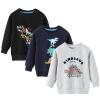 BeiVSlley Toddler Boys 3 Pack Cotton Pullover Crewneck Sweatshirt Long Sleeve Cartoon Shirt Sweaters Tops,Dark Blue,2-3T view 1