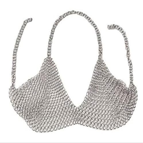 Handmade Aluminum butted chainmail bra Aluminum chainmail knitted bra wear