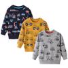 BeiVSlley Toddler Boys 3 Pack Cotton Pullover Crewneck Sweatshirt Long Sleeve Cartoon Shirt Sweaters Tops,Excavator,4-5T view 1