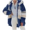Oversized Fuzzy Fleece Jackets For Women Fashion 2023 Color Block Faux Fur Cardigan Coat Shaggy Warm Winter Outerwear sherpa jacket Blue 2X view 1