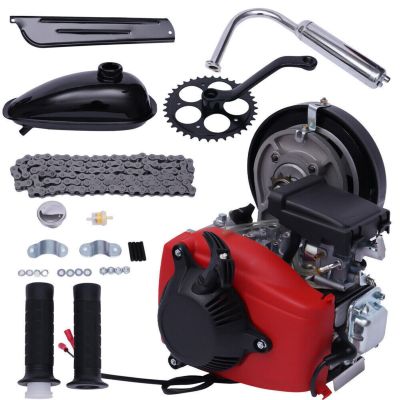 BounceyCart 142F 4-Stroke 49CC Bike Engine Motor Kit, Pull Start Scooter Engine Gas Petrol Motorized Bike Engine Air Cooled Bicycle Engine Kit for Scooter ATV Bikewith Belt