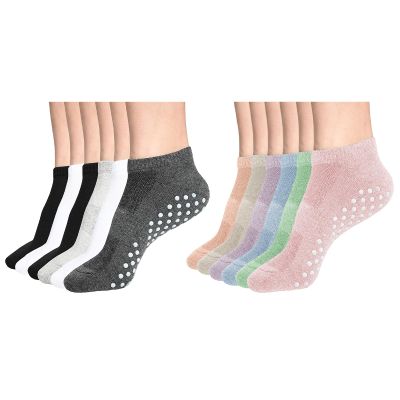 DIBAOLONG Womens & Mens Low Cut Socks, 6-Pairs Non Slip Yoga Sock Ankle Athletic Short Cotton Socks with Grips