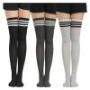 Sexy Black and White Striped Stockings Women's Over The Knee Thigh High Socks Women's Girls Warm Over The Knee Socks (Color : Black, Size : One-Size) view 3