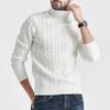 SWJGLITTR Men's Slim Fit Turtleneck Sweater Male Long Sleeve High Neck Warm Sweaters Men Casual Cable Knitted Pullover (3X-Large,White) view 2