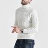 SWJGLITTR Men's Slim Fit Turtleneck Sweater Male Long Sleeve High Neck Warm Sweaters Men Casual Cable Knitted Pullover (3X-Large,White) view 4