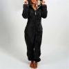 Auwer Hooded Onesie Pajamas for Adults Fleece Sherpa Sleepwear for Women Bear Onesie One Piece Pajamas view 2