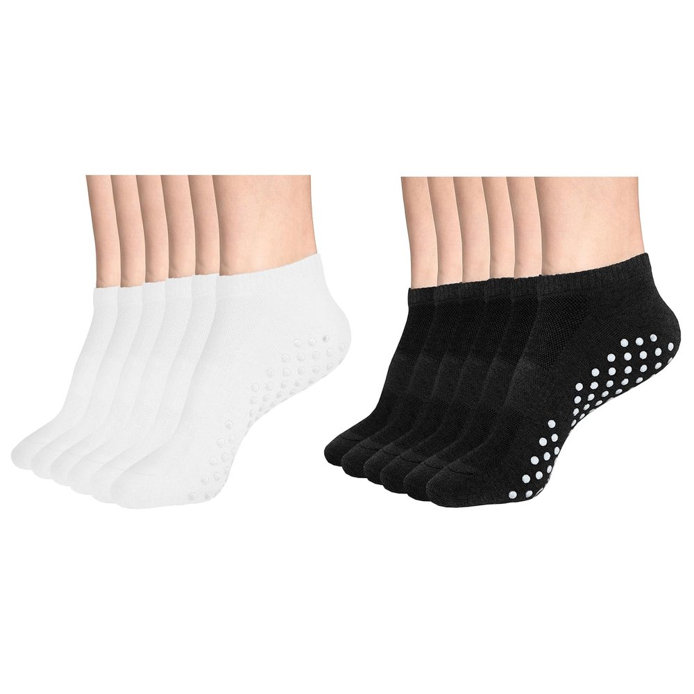 DIBAOLONG Womens & Mens Low Cut Socks, 6-Pairs Non Slip Yoga Sock Ankle Athletic Short Cotton Socks with Grips