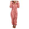 Hooded Onesie Pajamas for Adults Fleece Sherpa Sleepwear for Women Bear Onesie One Piece Pajamas view 1