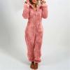 Hooded Onesie Pajamas for Adults Fleece Sherpa Sleepwear for Women Bear Onesie One Piece Pajamas view 2