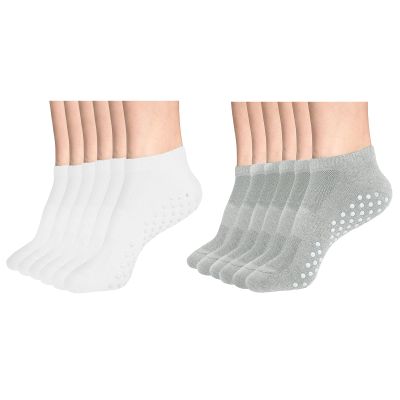 DIBAOLONG Womens & Mens Low Cut Socks, 6-Pairs Non Slip Yoga Sock Ankle Athletic Short Cotton Socks with Grips