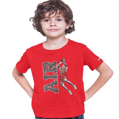 SNELOS Youth Kids Sneaker Matching Graphic T Shirt  Streetwear Tee for Boys and Girls - (Air Jump) Red | Small