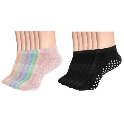 DIBAOLONG Womens & Mens Low Cut Socks, 6-Pairs Non Slip Yoga Sock Ankle Athletic Short Cotton Socks with Grips