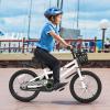 HONEY JOY Kids Bike, 14 16 18 Inch Toddler Bikes w/Training Wheels & Handbrake, Steel Frame, Fully Enclosed Chain, Adjustable Handlebar & Seat (18 Inches with Kickstand, White, Chessboard Pattern) view 2