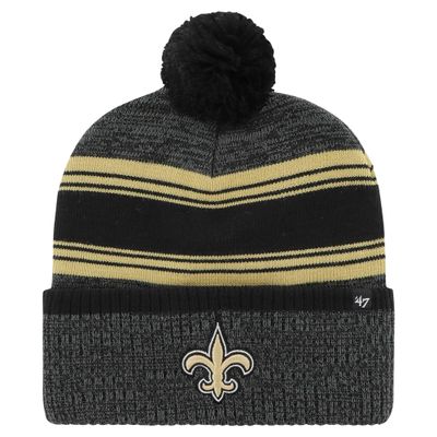 47 Men's Black New Orleans Saints Fadeout Cuffed Knit Hat with Pom