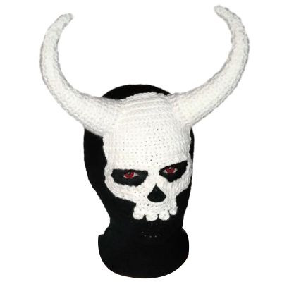 Peiiwdc Hat,Lions/Horn Balaclava for Women Men Halloween Face Mask Beanies Handmade Warm Face Cover Hooded Hat for Party