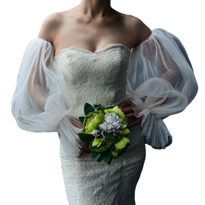 Acinkeety Bridal Dress Sleeves White Removable Formal Dress Puff Sleeve Wedding Accessories Marriage Party Photography Supplies Sleeve
