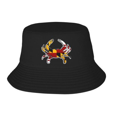 ADTEMP Maryland Flag Crab Hat Outdoor Adult Bucket Cap Fishing Cap Baseball Cap Folding Cap Black