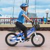 HONEY JOY Kids Bike, 14 16 18 Inch Toddler Bikes w/Training Wheels & Handbrake, Steel Frame, Fully Enclosed Chain, Adjustable Handlebar & Seat (16 Inches, Blue, Graffiti Pattern) view 2