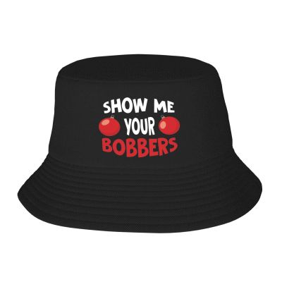 ADTEMP Show Me Your Bobbers Hat Outdoor Adult Bucket Cap Fishing Cap Baseball Cap Folding Cap Black