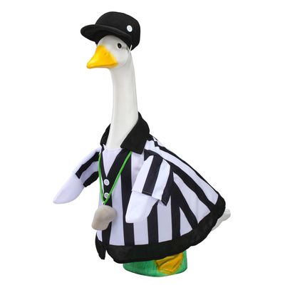 Gaggleville Referee Goose Outfit 3-Piece Costume with Striped Shirt, Plush Hat & Whistle Fits 23" Porch Goose Statue Fun Indoor/Outdoor Dcor for Sports Season Celebrations by Fox Valley Traders