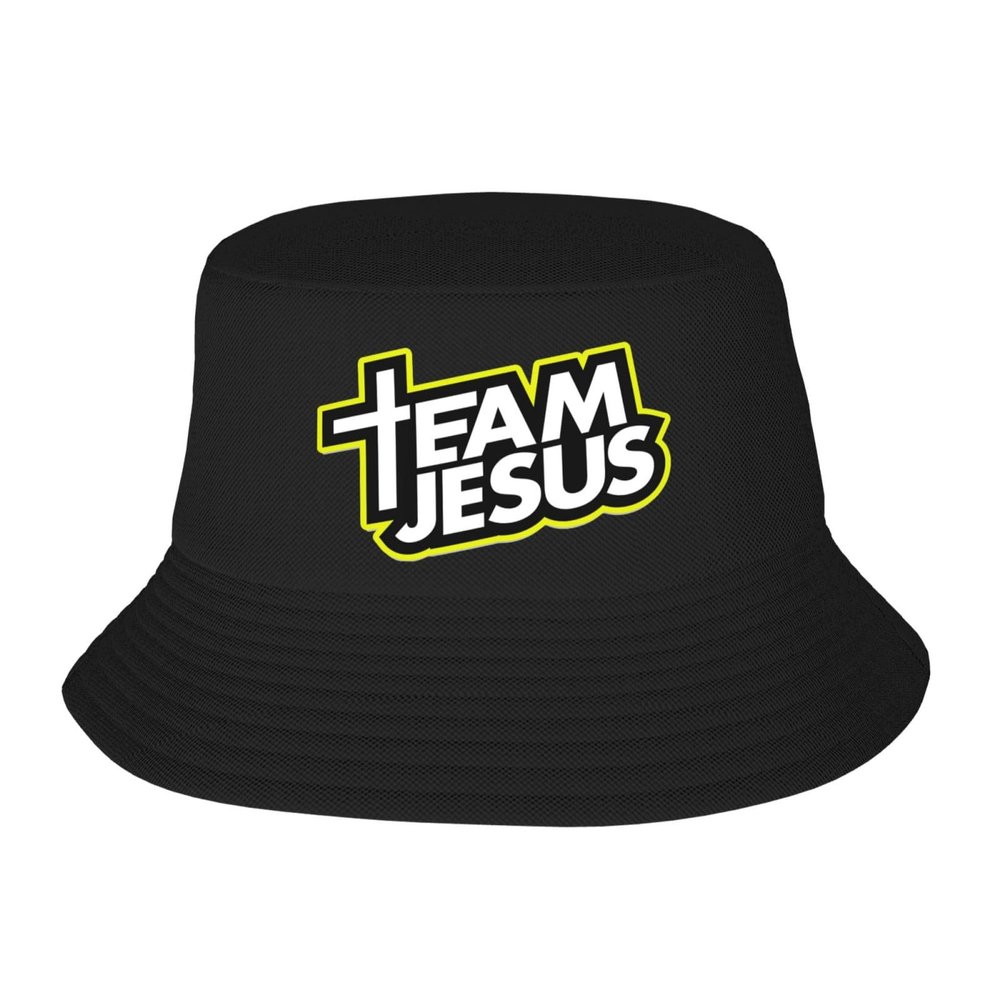 ADTEMP Team Jesus Hat Outdoor Adult Bucket Cap Fishing Cap Baseball Cap Folding Cap Black