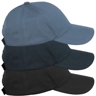 Daxton Air Cool Tech Hat Ventilated Micro Holes Structured High Profile Baseball Cap 3 Pack - Black,Stone Green,Dusty Blue