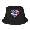 British Flag and USA Flag Hat Outdoor Adult Bucket Cap Fishing Cap Baseball Cap Folding Cap Black view 1