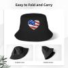 British Flag and USA Flag Hat Outdoor Adult Bucket Cap Fishing Cap Baseball Cap Folding Cap Black view 3