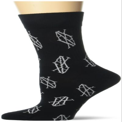 Armani Exchange Women's All Over Logo Short Socks, Black/Monogram White, One Size