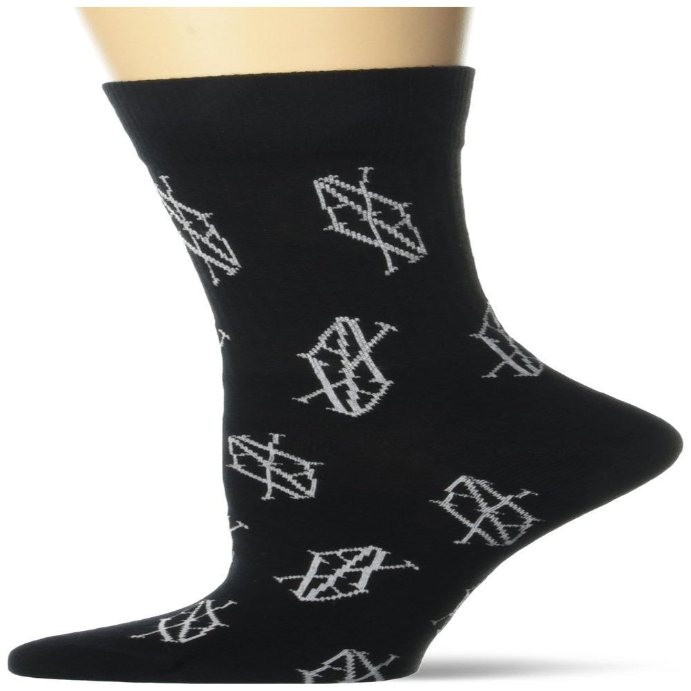 Armani Exchange Women's All Over Logo Short Socks, Black/Monogram White, One Size