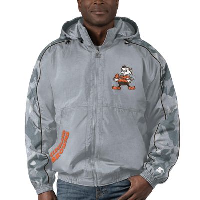 Starter Men's Gray Cleveland Browns Thursday Night Gridiron Throwback Full-Zip Jacket