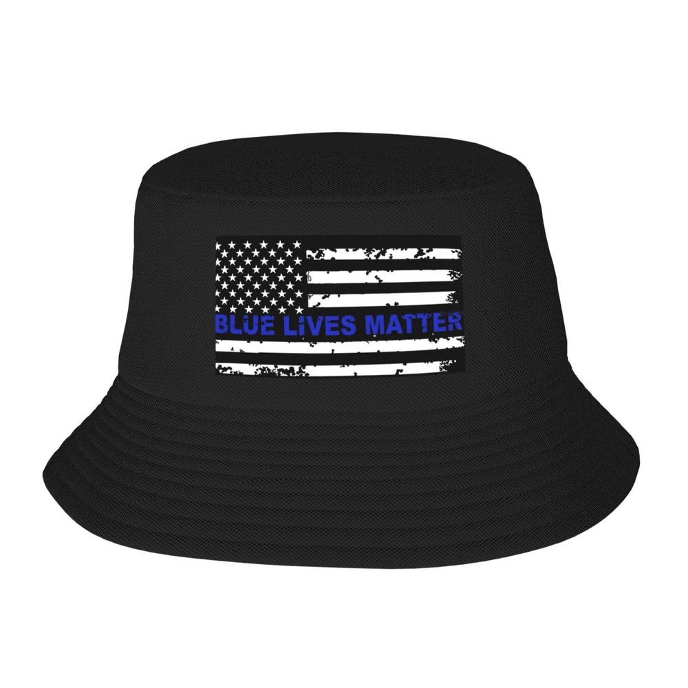 Blue Lives Matter Thin Blue Line Flag Hat Outdoor Adult Bucket Cap Fishing Cap Baseball Cap Folding Cap