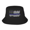 Blue Lives Matter Thin Blue Line Flag Hat Outdoor Adult Bucket Cap Fishing Cap Baseball Cap Folding Cap view 1
