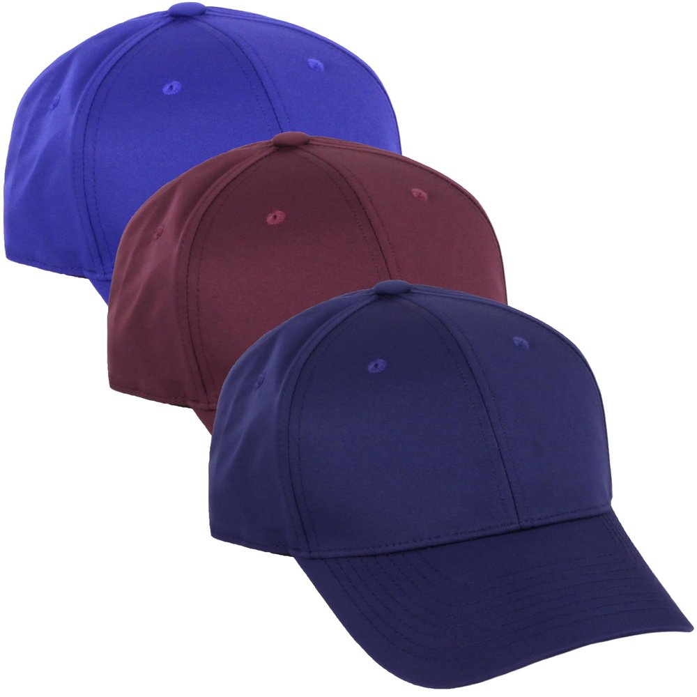Daxton Performance Hat High Profile Structured Baseball Cap 3 Pack - Royal,Burgundy,Navy