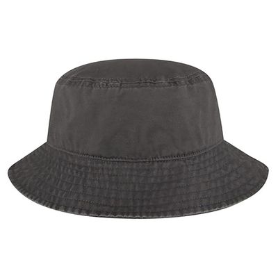 Ashen Fane Garment Washed Combed Cotton Twill Packable Lightweight Unisex Bucket Hat, Charcoal, Medium