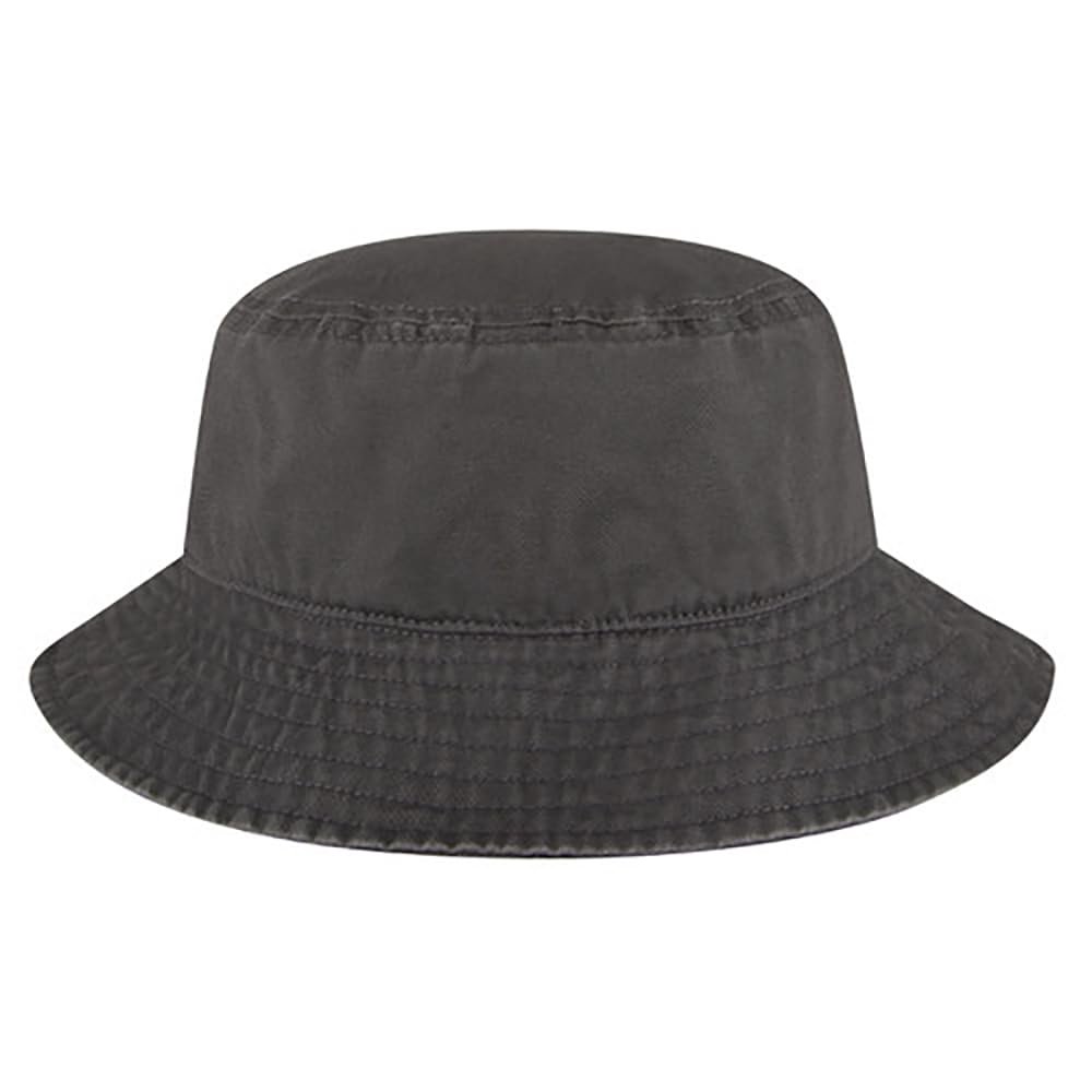 Ashen Fane Garment Washed Combed Cotton Twill Packable Lightweight Unisex Bucket Hat, Charcoal, Medium