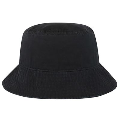 Ashen Fane Garment Washed Combed Cotton Twill Packable Lightweight Unisex Bucket Hat, Black, Medium