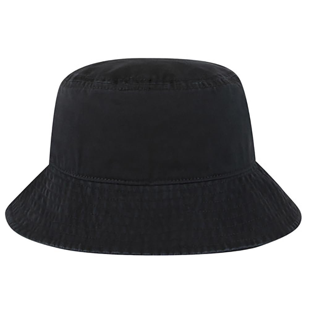 Ashen Fane Garment Washed Combed Cotton Twill Packable Lightweight Unisex Bucket Hat, Black, Medium
