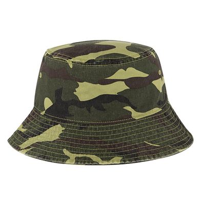Ashen Fane Garment Washed Combed Cotton Twill Packable Lightweight Unisex Bucket Hat, Camo 1, Medium