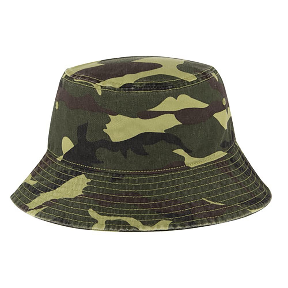 Ashen Fane Garment Washed Combed Cotton Twill Packable Lightweight Unisex Bucket Hat, Camo 1, Medium