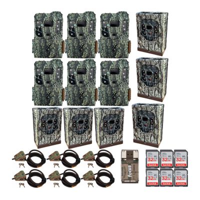 Browning 6PK Pro Scout Max Extreme HD Cellular Trail Camera Bundle with Micro/Cell Security Box, Locking Cable 32GB M/Card and Reader (19 Items)
