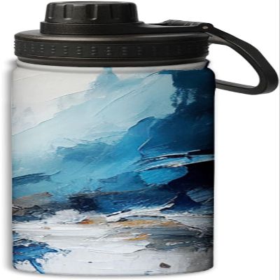 Yioniii Abstract Painting in Blue and colors pattern Sports Leak Proof Water Bottle 18 oz, Insulated Water Bottles for Bicycles,Fitness,Yoga,Hiking etc.Blue and White