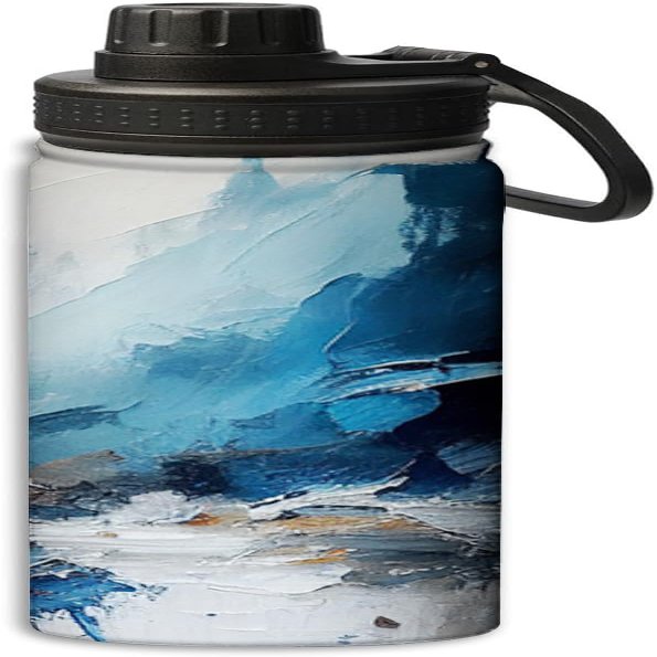 Yioniii Abstract Painting in Blue and colors pattern Sports Leak Proof Water Bottle 18 oz, Insulated Water Bottles for Bicycles,Fitness,Yoga,Hiking etc.Blue and White