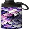 Yioniii Shiny and Glittery Silver and Purple Scale pattern Sports Leak Proof Water Bottle 18 oz,Durable Double Walled Stainless Steel - Gym Bottles,Insulated Reusable Water Bottle,Hot Cold,Purple view 1