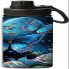 Yioniii Blue Butterflies Fluttering Over Roses and Stars pattern Water Bottle 18 oz Double Wall Vacuum Insulated Stainless Steel Wide Mouth Sports Hot & Cold Reusable Water Bottle,Blue view 1